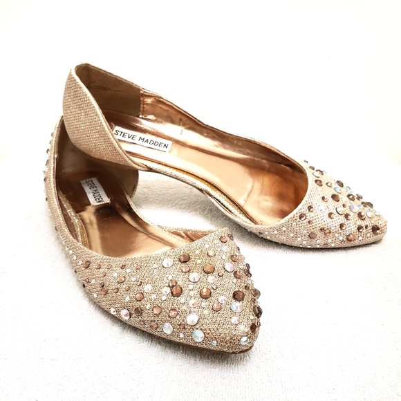 Steve Madden Shoes - Steve Madden rhinestone rose gold flats size 8